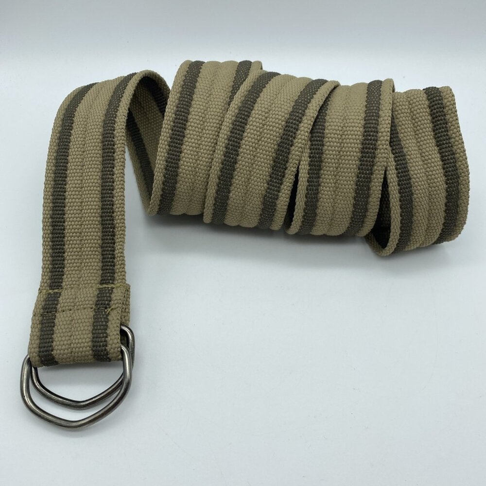 Unbranded Tow Tone Brown Striped D-Ring Belt Men's Size XL End to End 50"